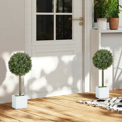 HOMCOM Sada 2 umělých zimostrázových koulí 45 cm | zelené