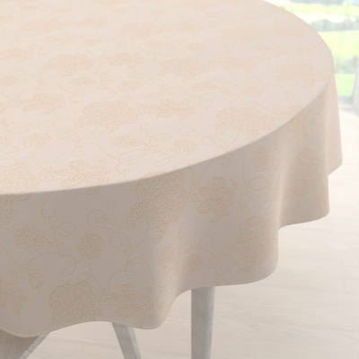 Biante Teflonový kulatý ubrus TF-099 Zlaté květované ornamenty na béžovém Ø 150 cm