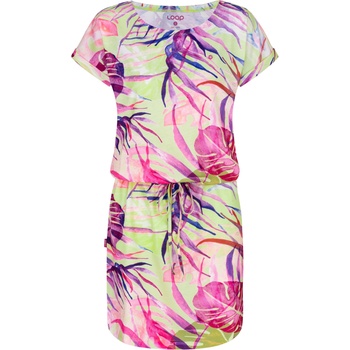Loap Зелена и розова дамска лятна рокля с тропически десен LOAP ANUMA Loap | Rozov | ЖЕНИ | S
