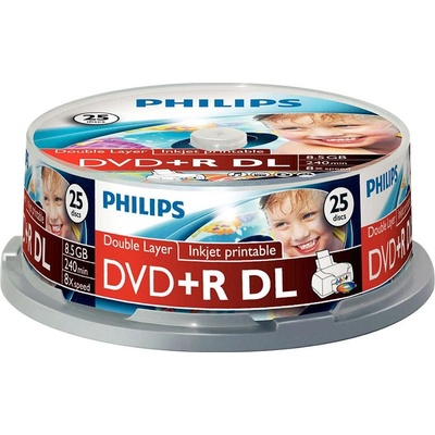 Philips DR8I8B25F/00 празен DVD диск 8, 5 GB DVD+R 25 броя (DR8I8B25F)