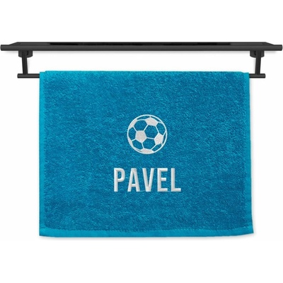 Povlečení Plus ručník se jménem na přání azur 30 x 50 cm fotbalový míč