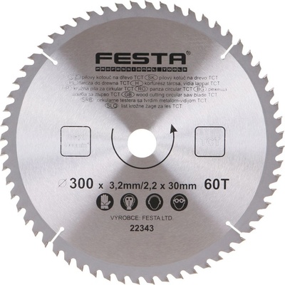 Festa Pilový kotouč s SK plátkem, 300 x 30 mm, 60 zubů, TCT 22343