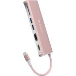 ADAM elements Casa Hub A03 - USB-C хъб с 2 USB изхода, HDMI порт, VGA порт и четец за карти памет за устройства с USB-C порт (розово злато)