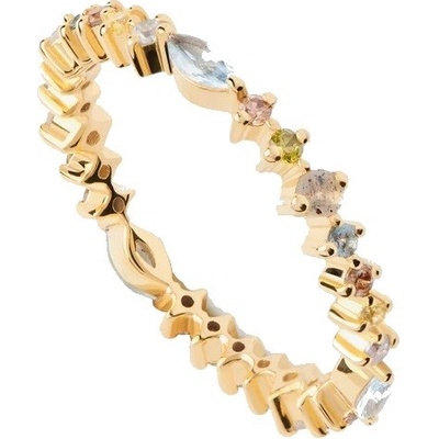 PDPaola Pozlacený dámský prsten s barevnými zirkony Lotus Colors AN01 C80