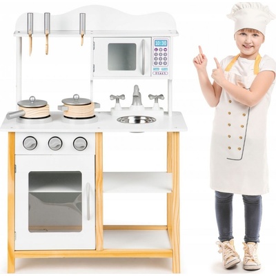 Eco Toys drevená kuchynka s doplnkami Cosmo biela