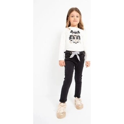 Mayoral 3509 61 dětské rifle Skinny fit s páskem černé