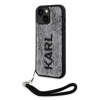 Image 1 of KARL LAGERFELD Sequins Reversible Case - дизайнерски силиконов кейс с връзка за носене за iPhone 14 (черен)