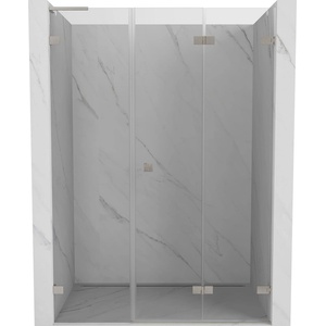 Mexen Lunar-F L сгъваеми душ врати дясни 140 cm, прозрачни, четкан никел - 836SL-140-050-97-00-P (836SL-140-050-97-00-P)