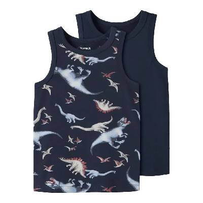 Тениска Name it Navy Dino sleeveless T-shirt 2 units - Blue (Navy Blazer / W / Navy Blazer)