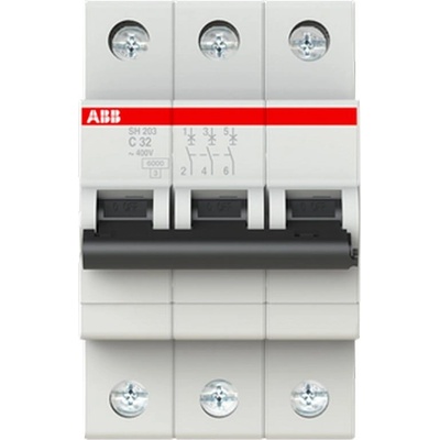 ABB Автоматичен прекъсвач ABB SH203-C32 - 3 P, 32 A, 6 kA (2CDS213001R0324)