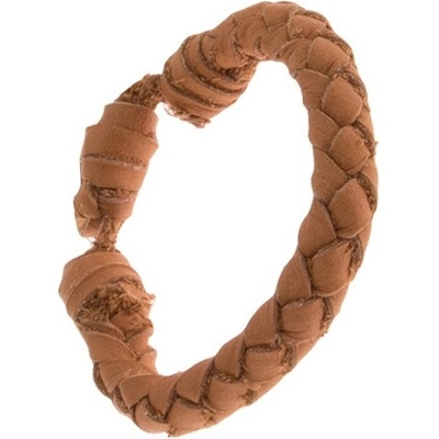 Šperky eshop Oblý kožený pletený skořicově hnědé barvy Q24.07
