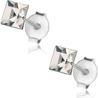Šperky eshop puzetové náušnice stříbro čirý krystal Swarovski čtverec I32.03
