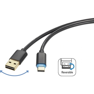 Renkforce RF-4758090 USB, USB 2.0 USB-A zástrčka, USB-C ™ zástrčka, 1.5m, černý
