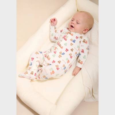 Mayoral Сет 2 гащеризона дълги в мръсно бял цвят с цветни мечета за новородено момче Mayoral