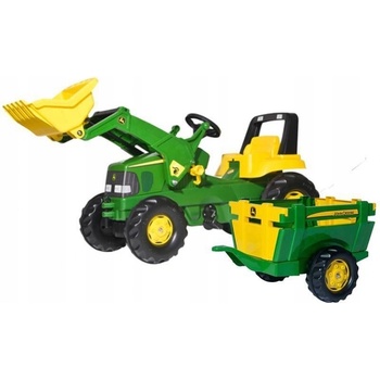 Rolly Toys Šlapací traktor Rolly Junior John Deere s nakladačem a vlekem