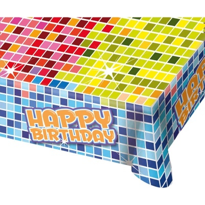 Folat Plastový ubrus Happy Birthday barevný 130x180 cm