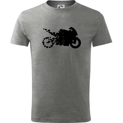 Moto love tričko detské tmavosivý melír