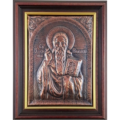 МЕДНА ИКОНА В РАМКА СВЕТИ ВАСИЛИЙ ВЕЛИКИ