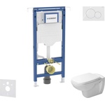 Geberit Duofix - Комплект от предстена инсталация, тоалетна чиния и седалка Duravit D-Code, бутони Sigma01, Rimless, SoftClose, алпийско бяло SANI11CP3101 (SANI11CP3101)