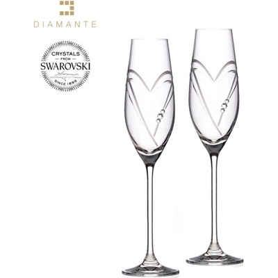 Diamante sklenice na šampaňské Hearts s krystaly Swarovski 2 x 210 ml