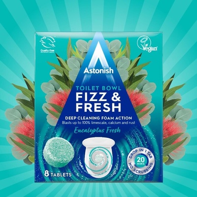 Astonish 8 таблекти за почистване на Тоалетна чиния Fizz & Fresh Tabs Eucalyptus Fresh (351070)