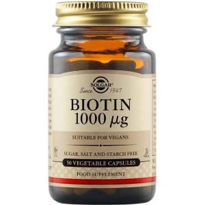 Solgar Biotin, 1000 mcg, 50 растителни капсули, Solgar