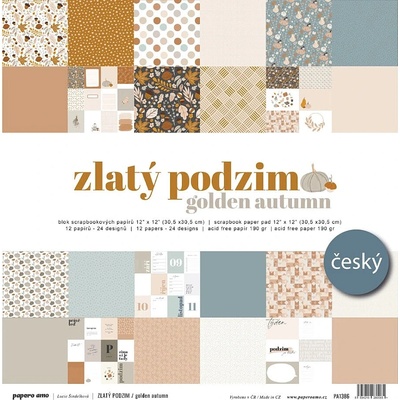 PAPERO AMO ♥ Sada scrapbook papírů 12"x12" - ZLATÝ PODZIM / Oboustranné