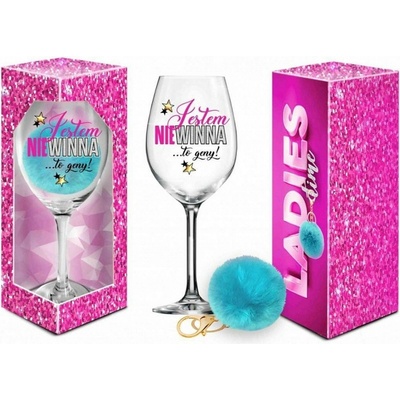 cent LADIES TIME Pohár na víno Signoria + pom pom I am inno 700 ml