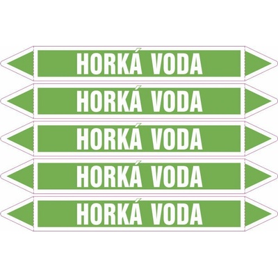 Grafiko | Horká voda - dle ČSN 13 0072 - Materiál Samolepící PVC folie, Rozměr aršík 5ks šipka 350x52mm