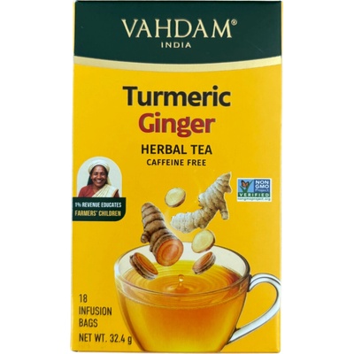 VAHDAM Turmeric Ginger bylinný porcovaný čaj 32,4 g 18 vreciek
