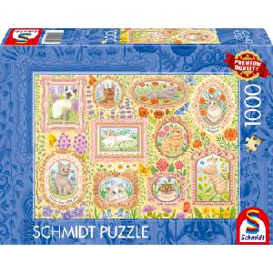 Schmidt Spiele Пъзел Schmidt от 1000 части - Благородни котки сред цветята (59792)