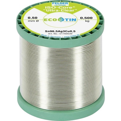 Felder ISO-Core Ultra Clear SAC305 pájecí cín cívka Sn96,5Ag3Cu0,5 0.500 kg 0.5 mm