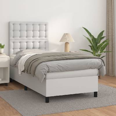 vidaXL 3142819 Boxspring postel s matrací umělá kůže / barva Bílá