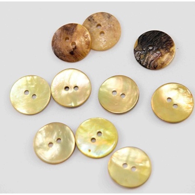 Perleťový gombík farbený - odtiene žltej - priemer 1,8 cm
