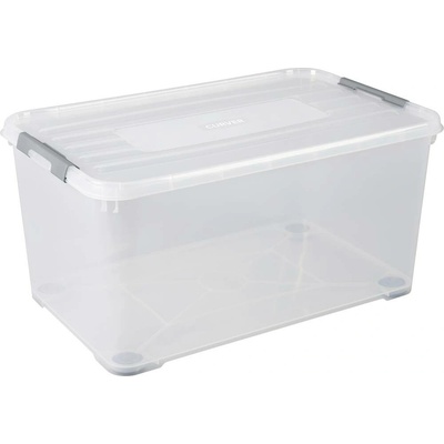 Curver 243857 Úložný box HANDY, stohovatelné, 800 x 500 x 390 mm, transparentní, stříbrná, 1 ks