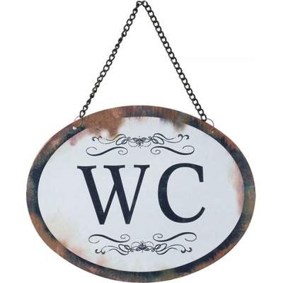 Plechová cedule na WC k zavěšení - 17x1x13 cm
