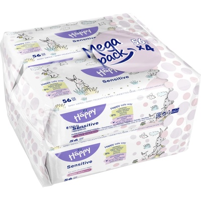 Bella Happy Vlhčené ubrousky Sensitive 4 x 56 ks