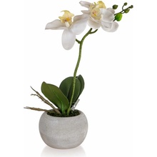 HOME DECOR Orchidea v papierovom kvetináči 32 x 23 cm, biela