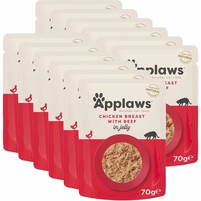 Applaws s kuřecími prsy a hovězím v želé 12 x 70 g
