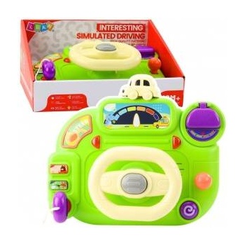 LEAN Toys Interactive Steering Wheel For Kids Driving Simulator Lights Sounds Green
