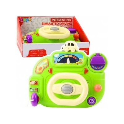 LEAN Toys Interactive Steering Wheel For Kids Driving Simulator Lights Sounds Green