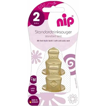 NIP Каучукови биберони NIP - Anti-colic vent, flow M, 6 м+, 2 броя (4000821330054)