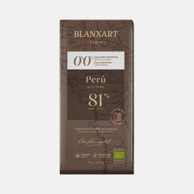 Blanxart Perú 81% BIO hořká bez přidaného cukru a sladidel 75 g