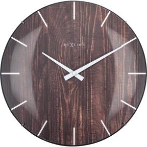 NeXtime Стенен часовник Edge Wood Dome тъмно дърво (3249BR)