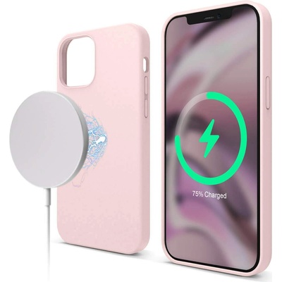 elago MagSafe Soft Silicone Case - силиконов (TPU) калъф с вграден магнитен конектор (MagSafe) за iPhone 12, iPhone 12 Pro (розов)