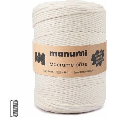 Manumi Macramé priadza stáčaná 3mm 260m natural - 1 ks