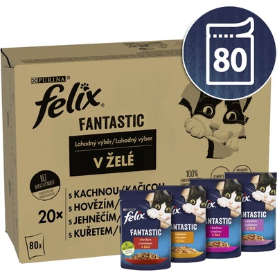 Felix Fantastic s hovězím kuřetem kachnou jehněčím v želé 80 x 85 g