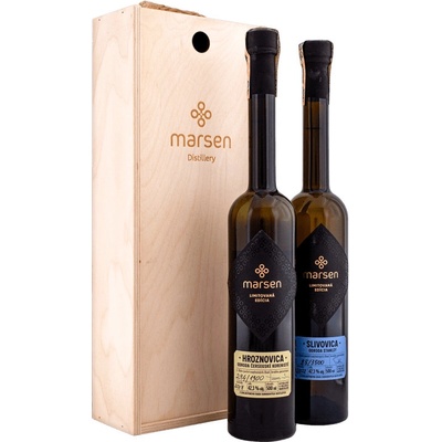 Marsen Hroznovica a Slivovica 42,3% 2 x 0,5 l (drevená kazeta)