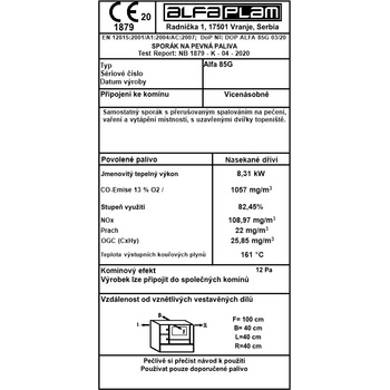 ALFA PLAM ALFA 85G ECO, 8,31 kW, levý, červený