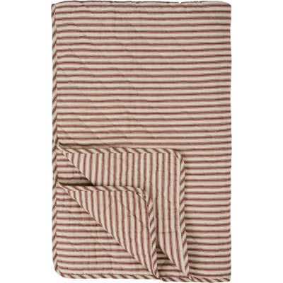 Ib Laursen Prošívaný přehoz Sand / Dusty plum stripes 130 × 180 cm, červená barva, textil
